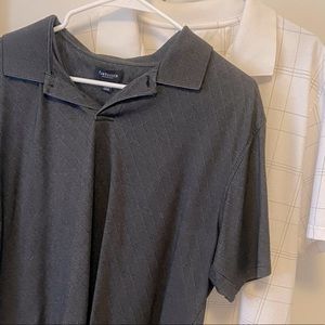 2 neutral Van Heusen print polos size L